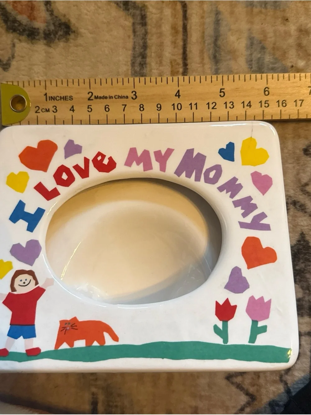 VTG Russ Berrie Ceramic I Love My Mommy Photo Frame 6x5